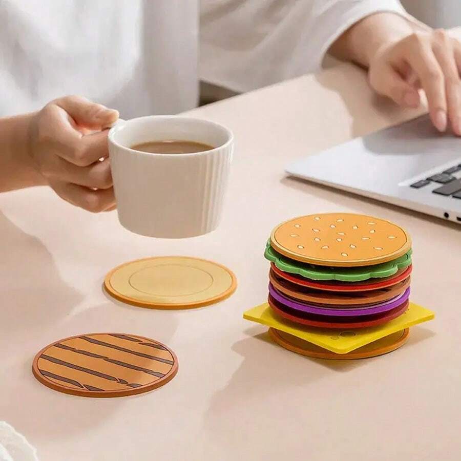 1 Set 8 Pieces Creative Cup Coasters, Suitable For Home, Room, Kitchen, Living Room, Indoor, Outdoor, Absorbent Drink Coasters, Kitchen & Dining Table Decor Coasters