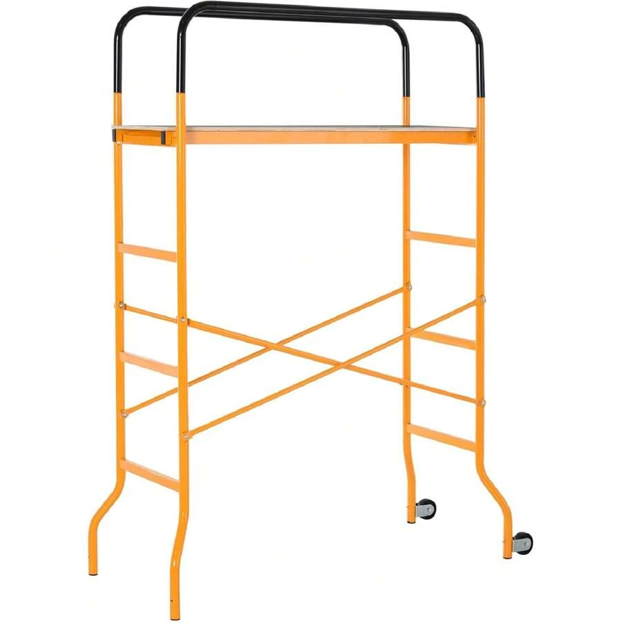 4-Step Steel 4.6 X 2 X 6 Ft. Scaffold 2 Wheels Free Moving For Indoor & Outdoor Decoration Anti-Skid, 440 Pound Capacity