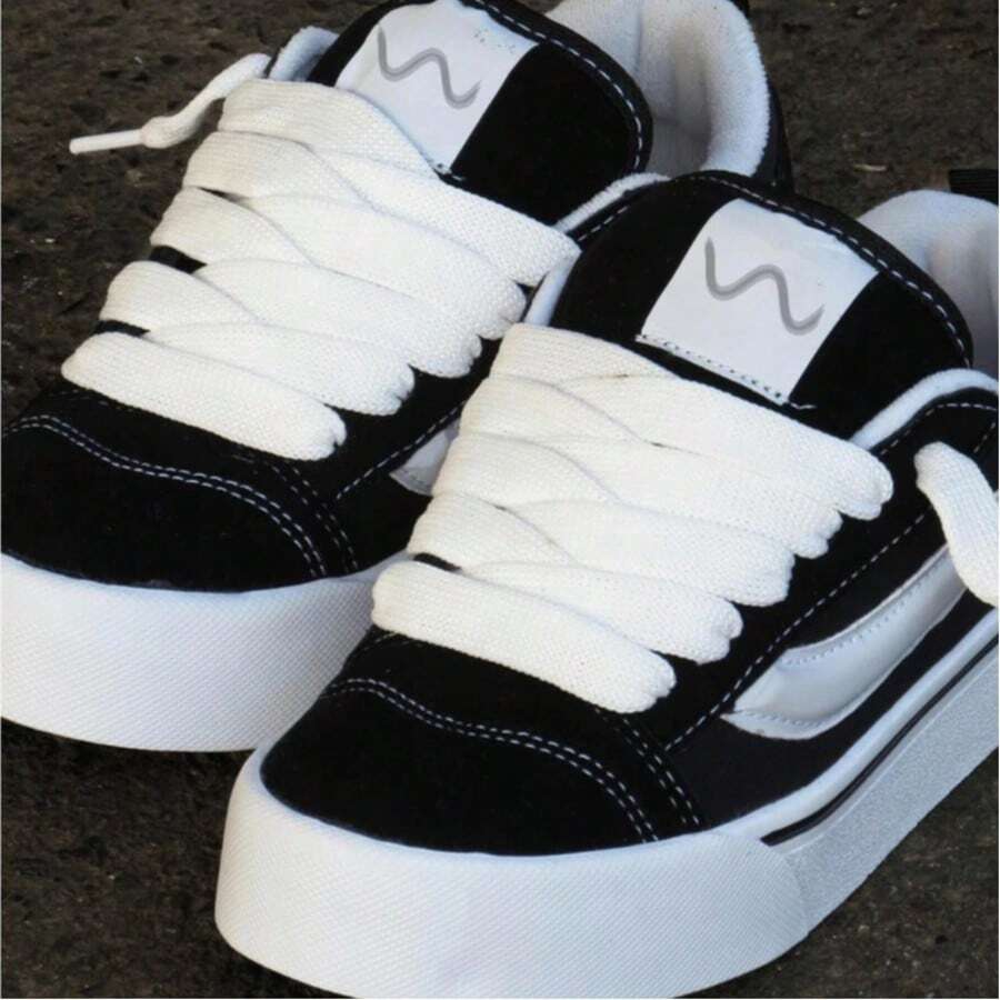 Tênis Knu Vintage Old Tênis Masculino Feminino Casual Skate Preto E Branco Promoção Lançamento