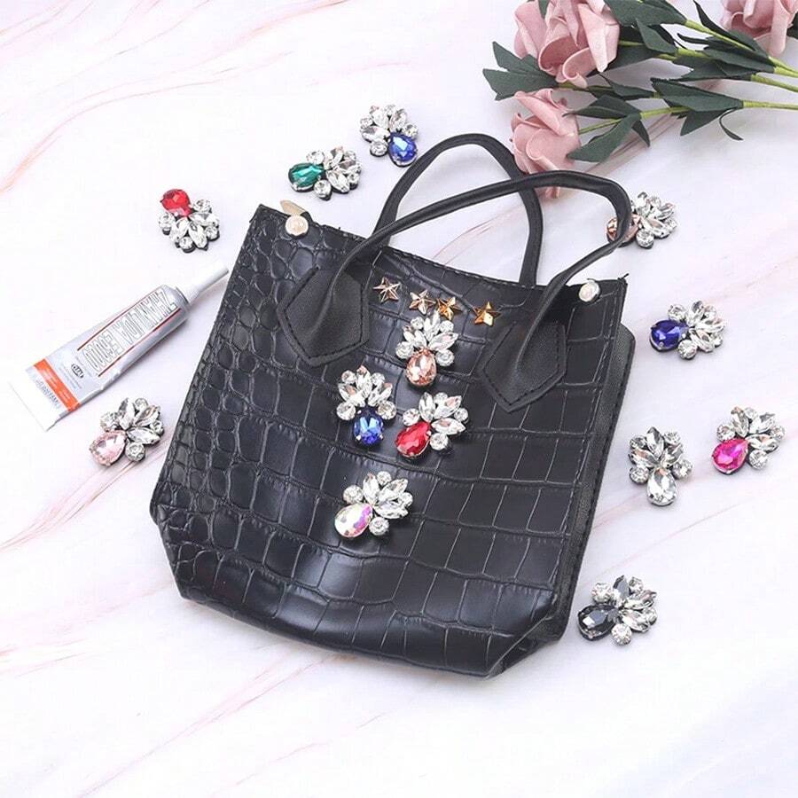 1-20pcs/Set Handmade Self-Adhesive Diamond Rhinestone Multicolor Water Drop Glass Decoration, Suitable For Shoes, Clothing, Bags, Accessories, Hair Clips, Non-Woven Fabric Clothing Accessories, Elegant Quality And Careful Craftsmanship