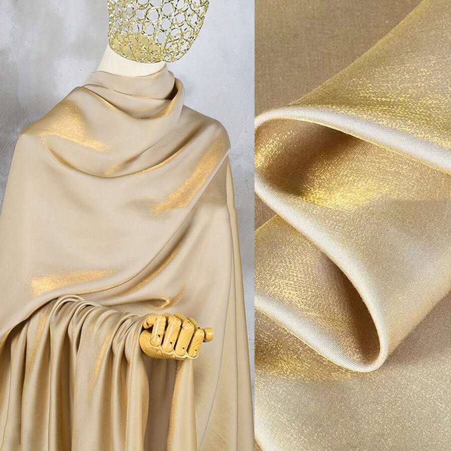 Golden Glazed Silk Satin Color Illusion Fabric Shirt Suit Rayon Polyester Material Wholesale Cloth Per Yard For Sewing