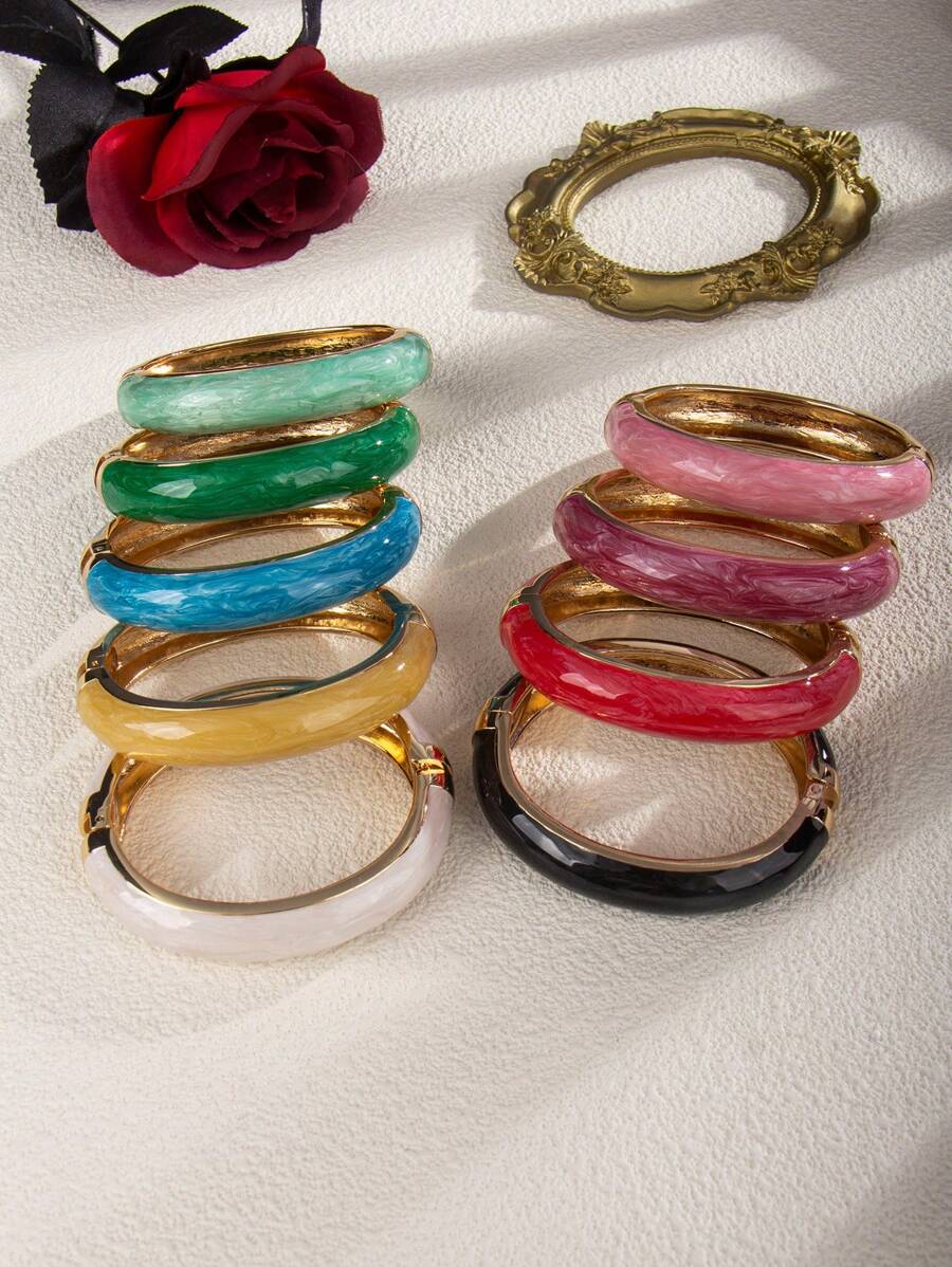 1pc Pulseira de pérola colorida estilo europeu e americano minimalista, adequada para uso diário, festa e férias