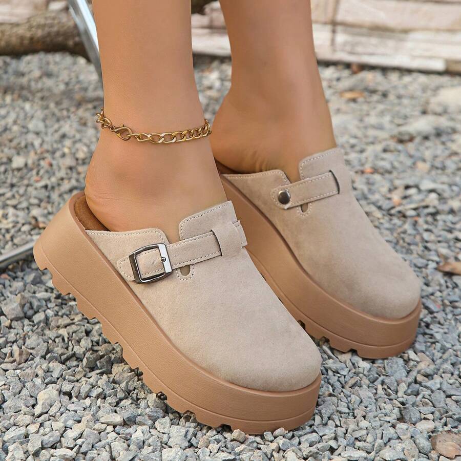 Women's Platform Slip-On Mules, Comfortable Soft Sole Thick Bottom Closed Toe Sandals, New Spring/Summer 2025 Design, Slip-On Casual Shoes