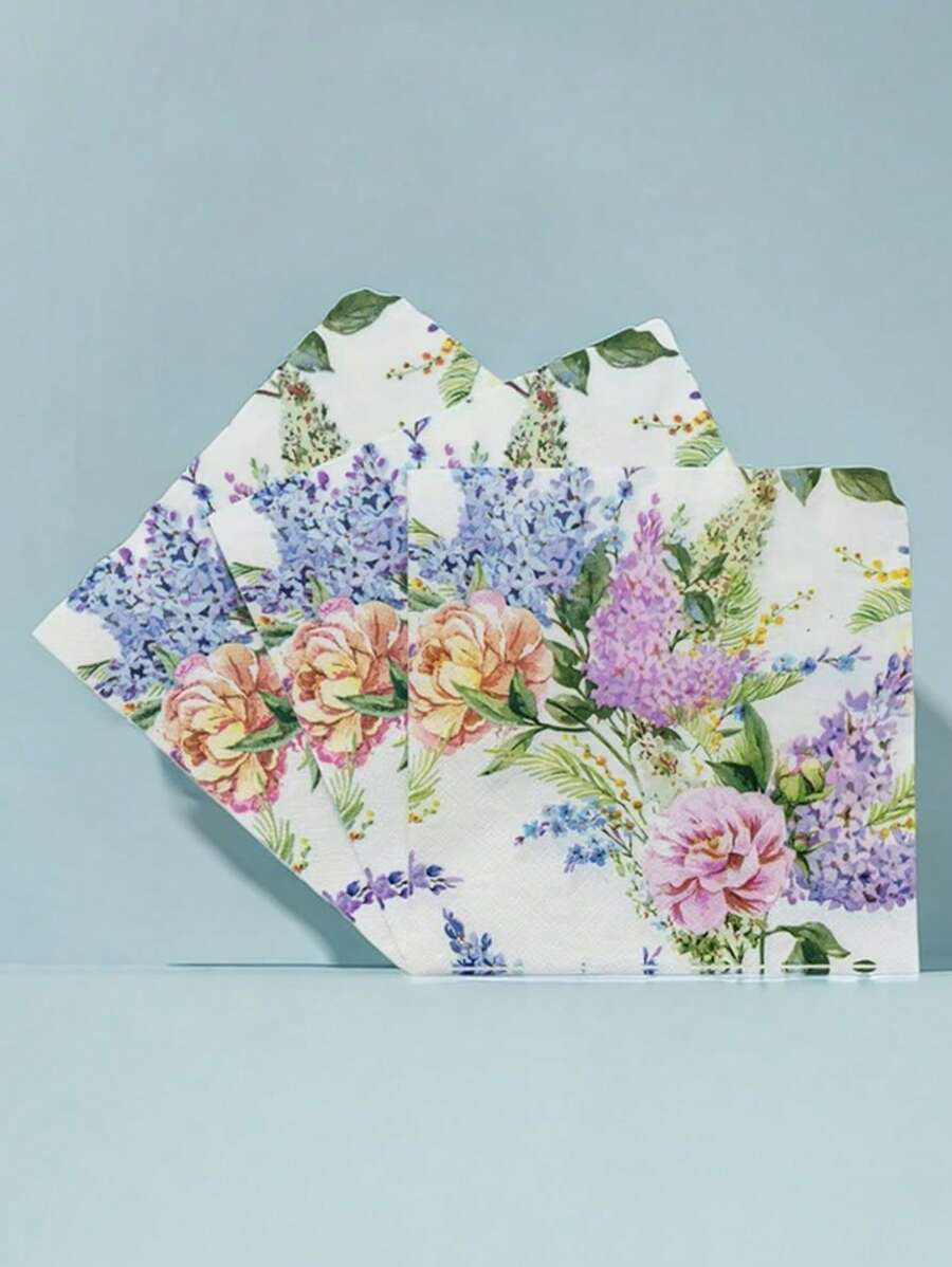 20pcs/40pcs/60pcs 2 Ply Thick Floral Patterned Napkins, 33cm*33cm Open Size, Disposable Party Lunch Napkins, Guest Towels, Decorative Paper, Birthday, Wedding Anniversary, Graduation Party Decorations