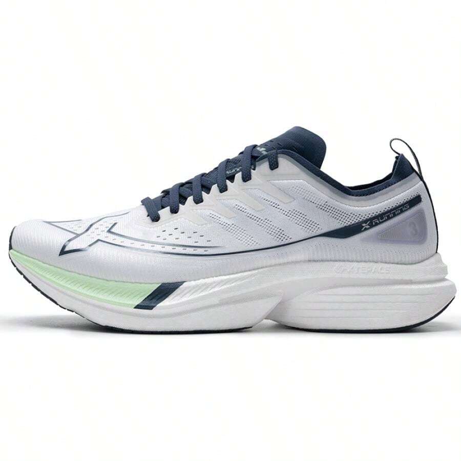 XTEP Herren leichte atmungsaktive Lässig Schuhe, stoßdämpfende & rutschfeste Laufschuhe, klassisch Weiß/Elfengrün/Tintenblau