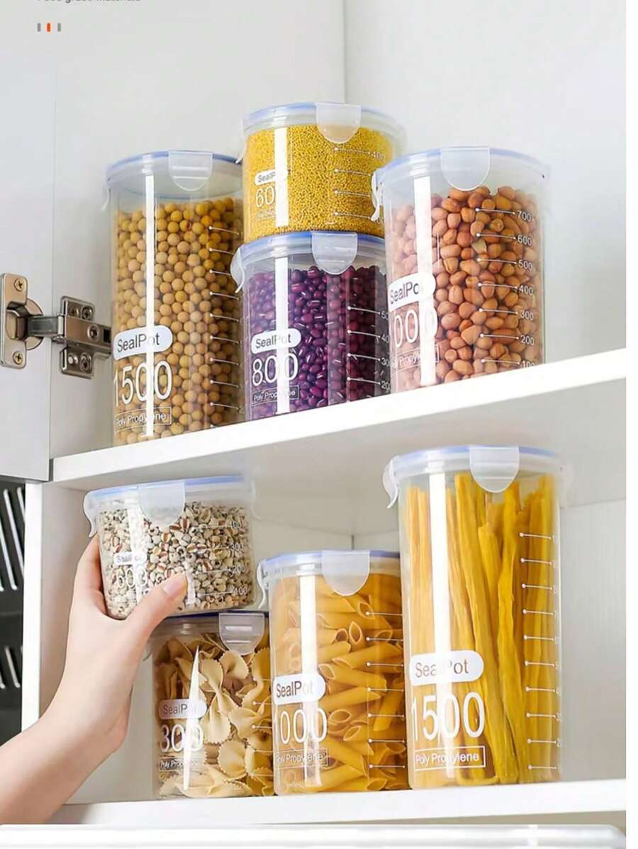 1 pezzo Contenitore per la conservazione dei cereali in plastica, barattolo di stoccaggio impermeabile, grande contenitore multifunzionale per la conservazione dei cereali, barattolo di stoccaggio per frigorifero da cucina, scatola per sigillare gli alimenti, barattolo per la conservazione dei cereali, scatola per alimenti spessa e trasparente, contenitore da cucina