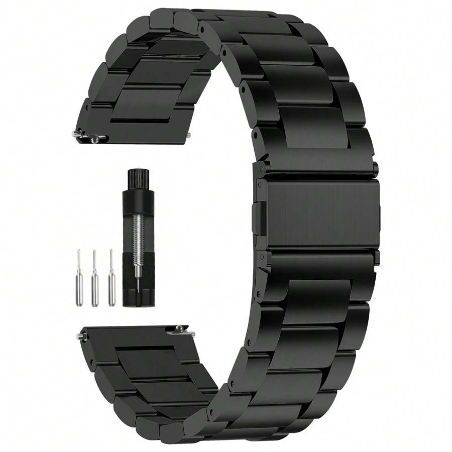 Pulseiras de relógio de corrente de metal de liberação rápida, pulseira de relógio de elos de aço inoxidável 20 mm, 22 mm, serve para Galaxy Watch 5/4/3, Garmin Watch, relógio para homens e mulheres