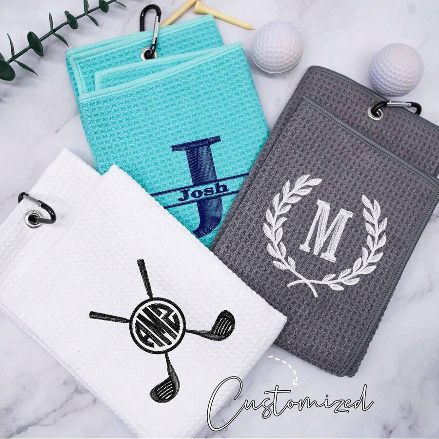 1 Pc Custom Embroidered Golf Towel Ideal Gift For Men And Women Perfect For Golf Bags Birthday, Retirement, And Special Occasions Gift Home Bathroom Decor Summer Beach Essentials Back To School