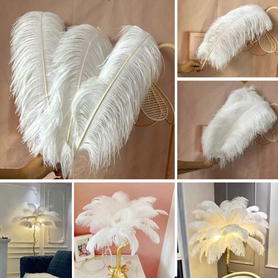 6pcs High-Quality Artificial Feather Room Decor, Wedding Decoration, Lightweight And Soft With Fine Texture,Fall Decor,Autumn