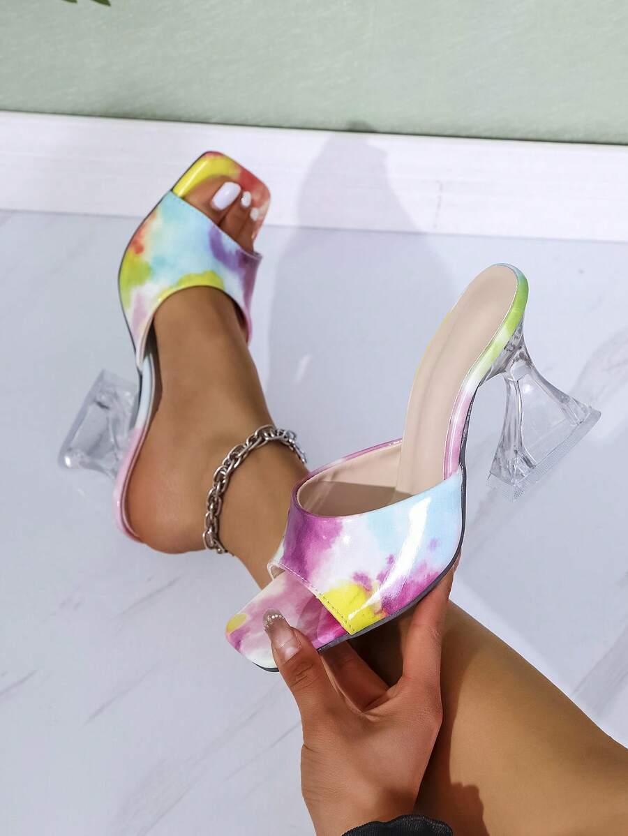 Women's Square Toe Asymmetric Heel High Heel Sandals, Comfortable Minimalist Dress Party Shoes