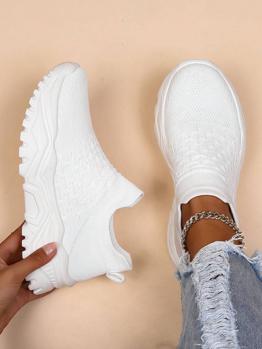 Breathable Non-Slip Lightweight Sock Shoes, Unisex Elastic Knitted Casual Sports Shoes, Fitness Gym Running Training Shoes, Slip-On Cushioned Ventilated Sneakers