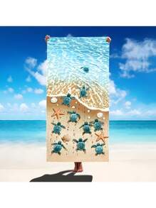 1 Small Turtle and Starfish Beach Towel