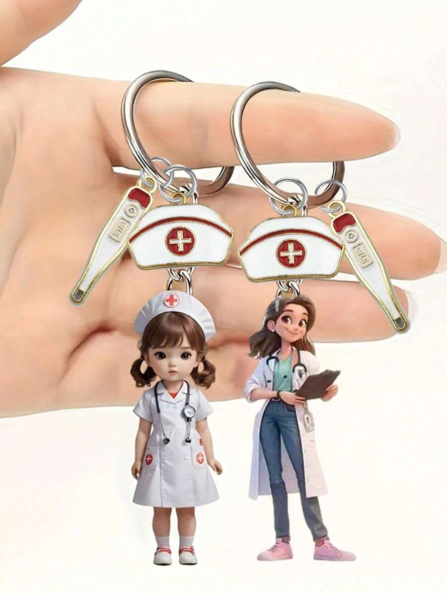 Nurse Doctor Keychain, Nurse Pattern Pendant, Bag Ornament, Acrylic Flat Keychain, Creative Accessory Accessories, Pendant Accessories That Can Be Hung On Backpacks, Phone Cases, Keychains, Car Decoration Pendant, Suitable For Both Boys And Girls, Suitable For Nurses, Doctors, Medical Workers, Gifts, Nurse's Day Gifts, The Best Gift For Medical Staff