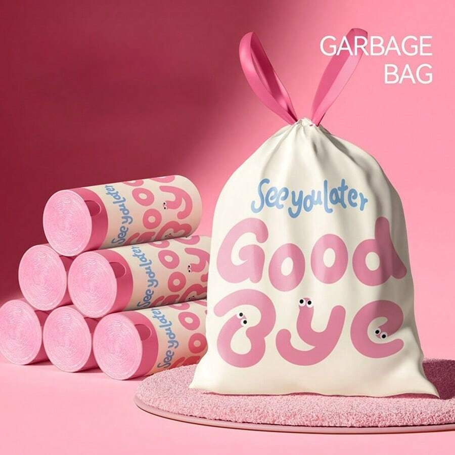 1 pièce Sacs poubelle épaissis, parfumés, à la mode et abordables. Conviennent à divers types de poubelles, résistants aux déchirures et aux fuites, imperméables et résistants à la chaleur pour les poubelles de moins de 20 L. Élimine les odeurs et repousse les moustiques. Sacs poubelle autoscellants multifonctionnels avec design rose mignon pour le stockage en cuisine et utilisation unique.