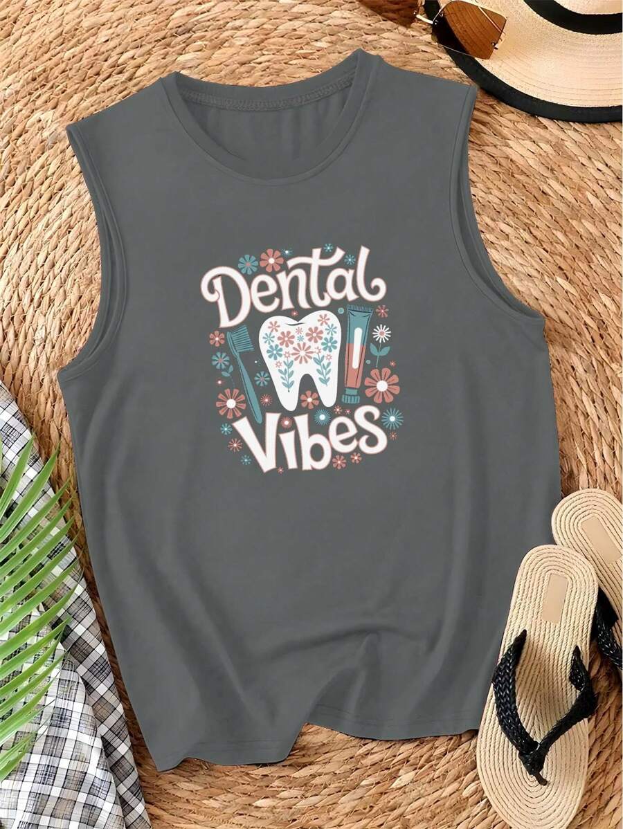 Tooth Floral DENTAL VIBES Illustration Women's Vest