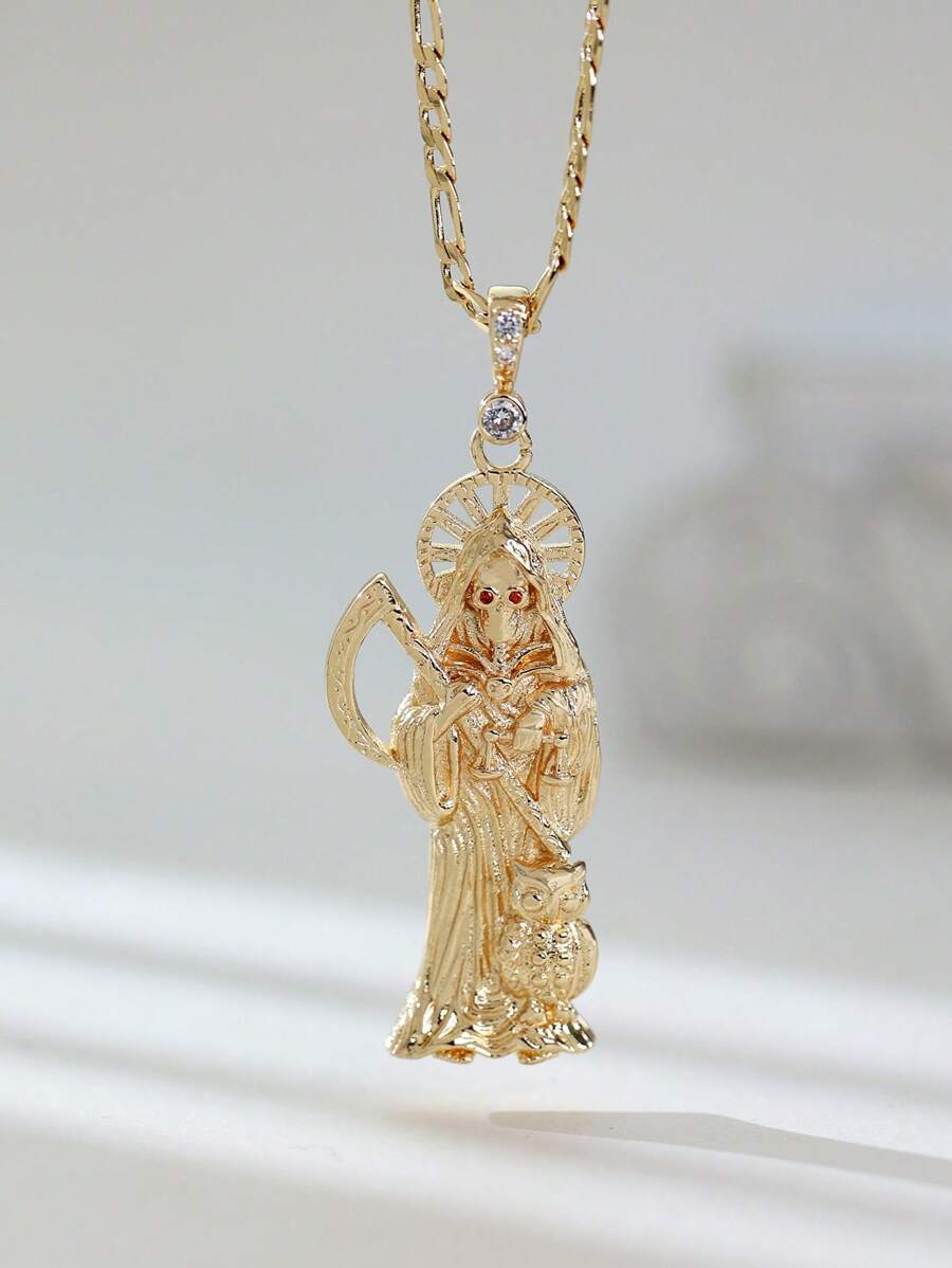 1 peça Colar Pendente Santa Muerte, Deus da Morte, Presente Religioso Fashion Legal Bonito para Feriado