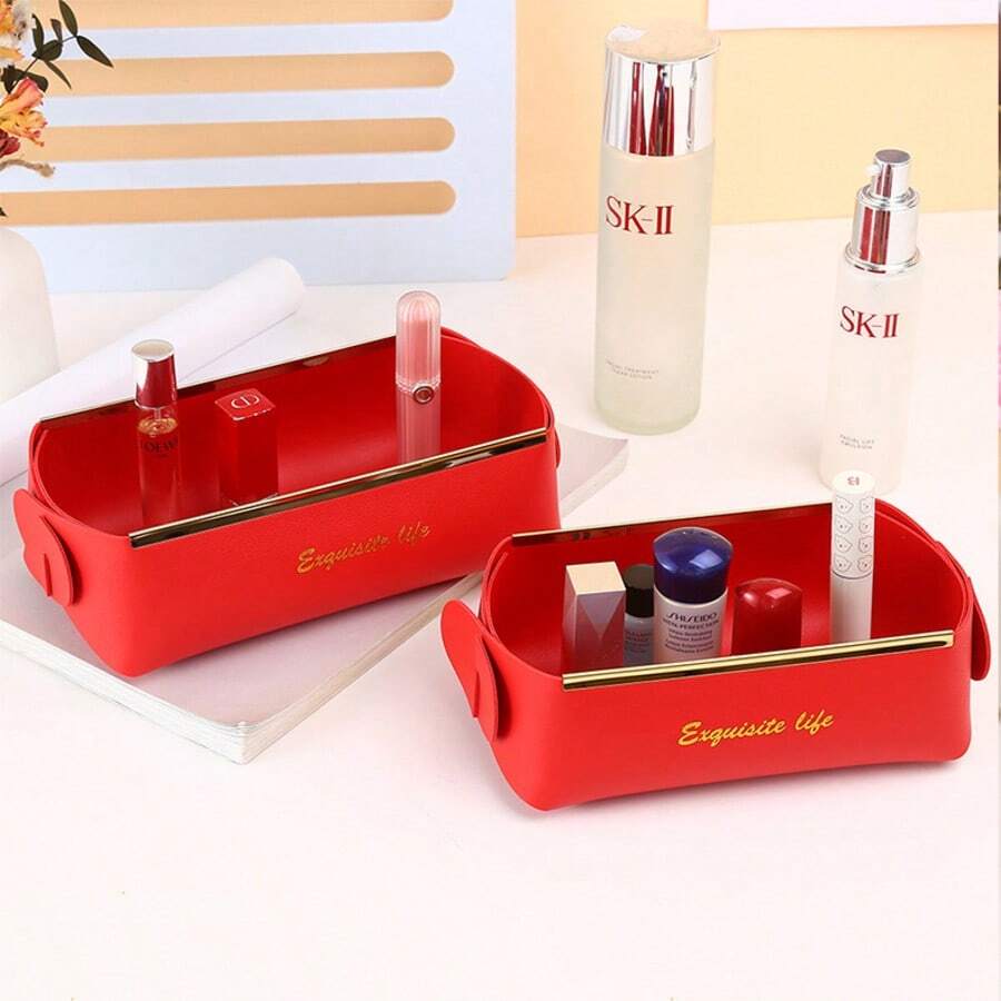 Necesități zilnice, bijuterii din piele, cutie de depozitare pentru produse cosmetice, ruj, depozitare și organizare pe birou, pliabilă.
