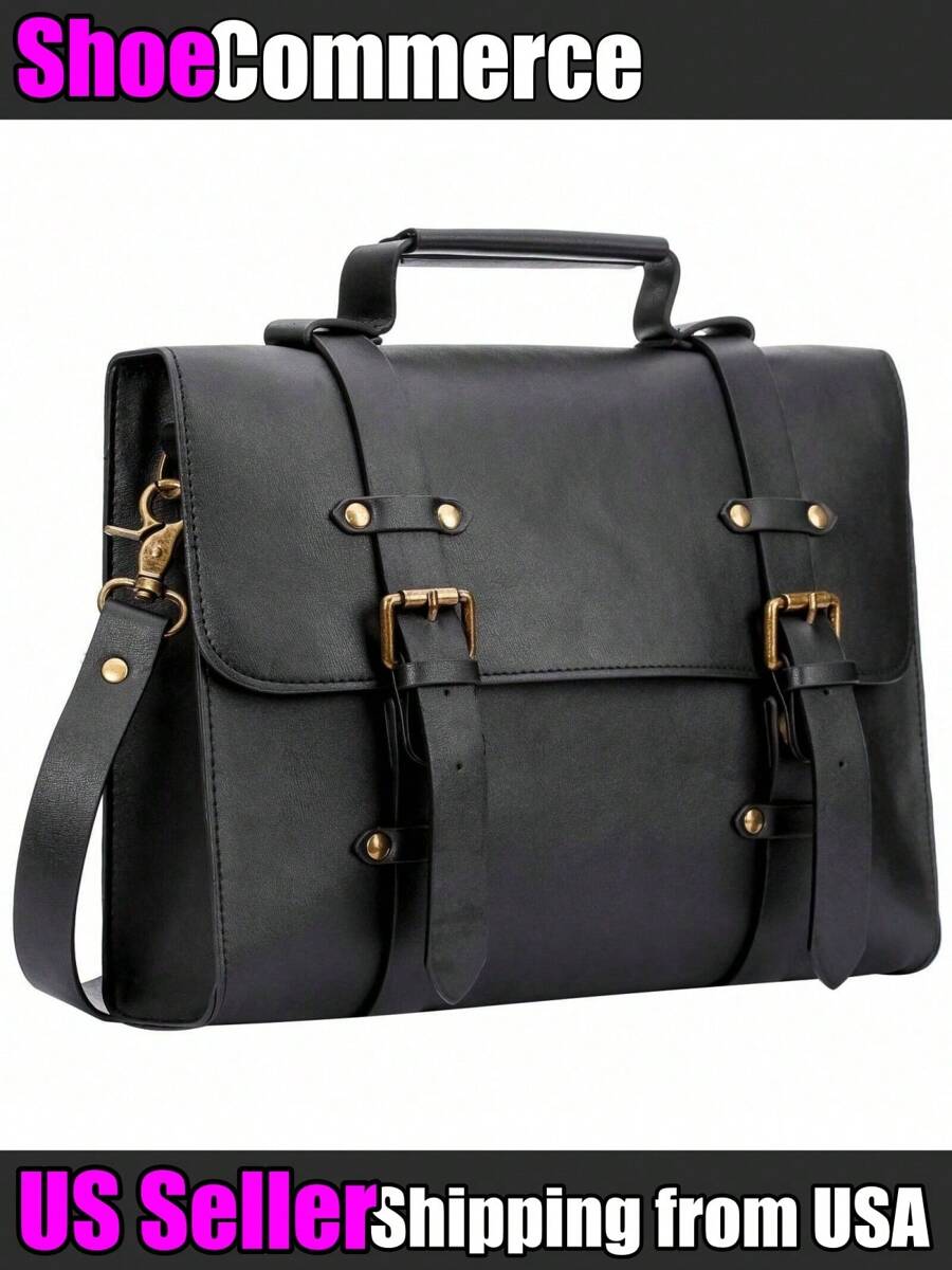 ILLUDE Women Buckle Decor Flap Square Bag Vintage Classic Messenger Bag Solid Color Crossbody Bag Flap Shoulder Bag Satchel Bag
