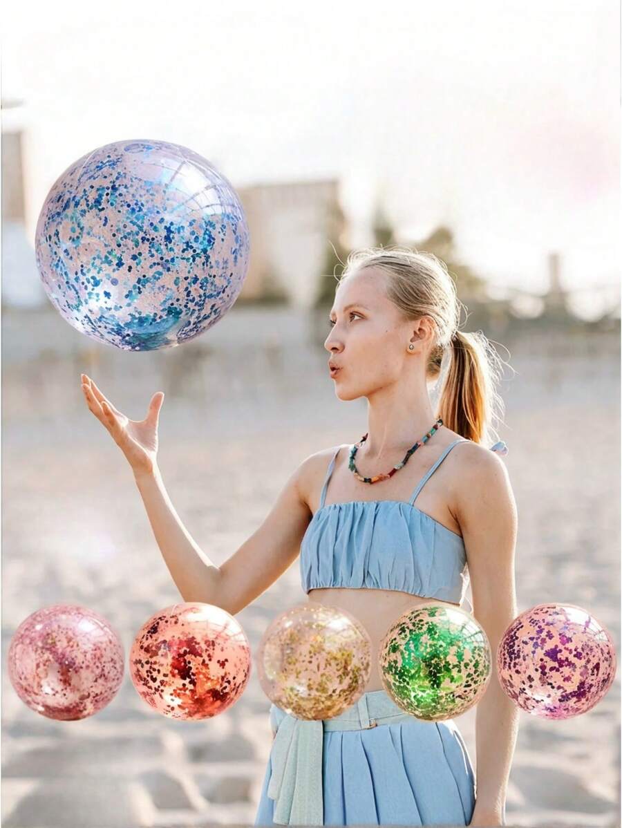 Miniaturowa piłka plażowa, piłki plażowe z PVC, nadmuchiwane piłki do pływania na basenie na zewnątrz, gra w basenie, błyszcząca piłka wodna z piłką plażową do sportów na świeżym powietrzu, używana do dekoracji na przyjęcie przy basenie, akcesoria plażowe, akcesoria basenowe, gry wodne, nad morzem