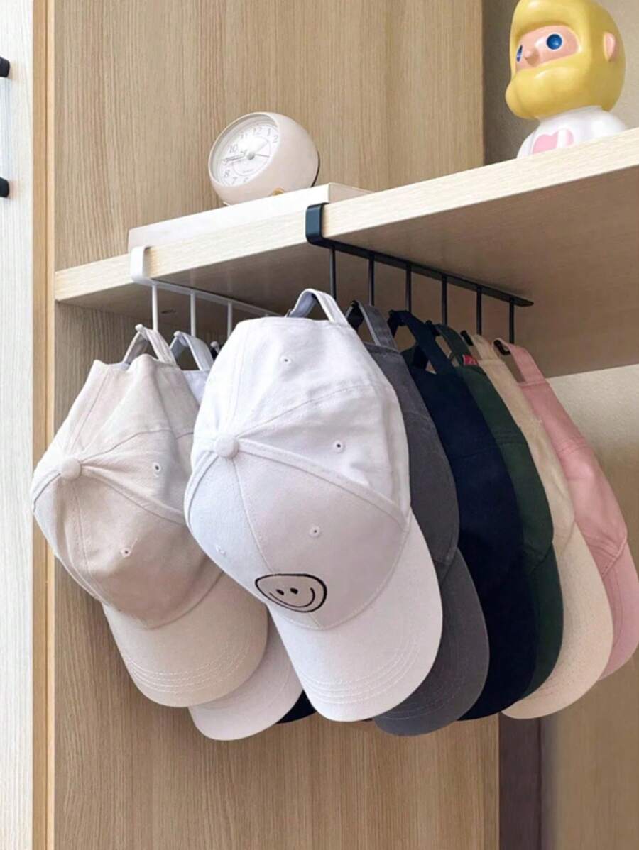 2 pièces Organisateur de casquette pour casquettes de baseball, portant à chapeau en métal pour placard, organisateur de chapeau monté au mur, support de rangement en fer avec 6 crochets, support de rangement multifonctionnel, portant à chapeau par-dessus la porte, support de rangement pour sac, organisateur d'armoire, convient pour tous les types et tailles de chapeaux, chambre à coucher, dortoir