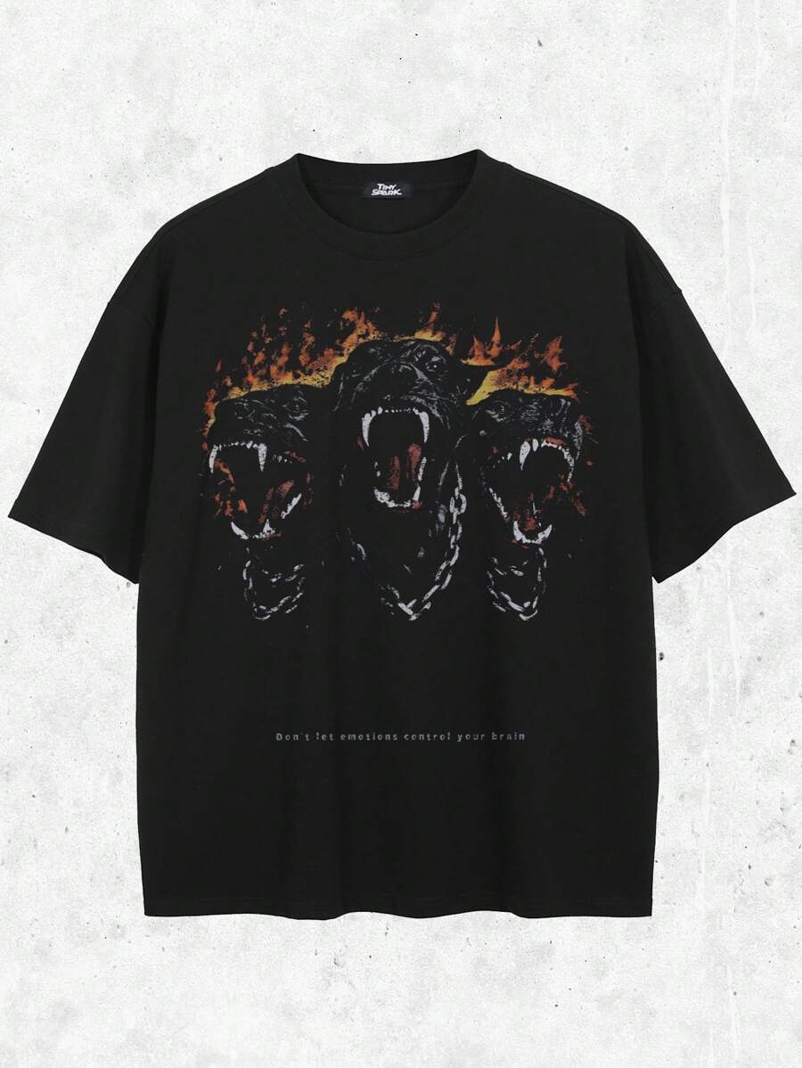 Tiny Spark Camiseta de manga corta casual con estampado de letras para uso diario de hombres, verano