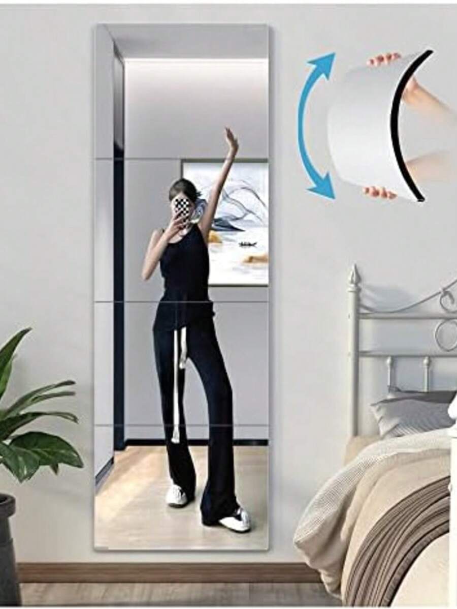 4pcs Shatterproof Wall Mirror Full Length For Bedroom, Plexiglass Gym Mirrors For Home, Extra Thick: 0.12 Inch, 12 X 12 Inch, Workout Mirrors Safe For People, Over The Door, Long Wall Mounted