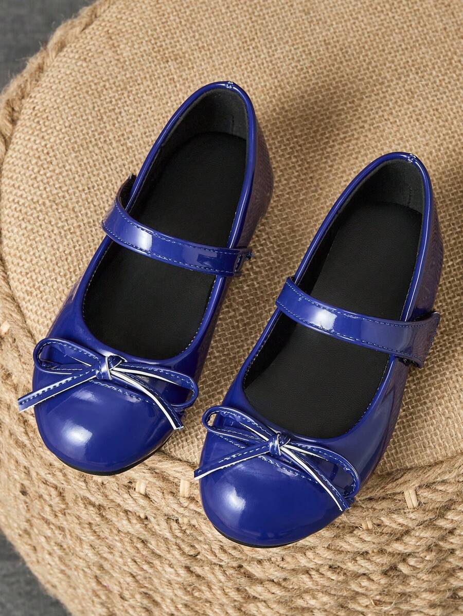 1 paio di scarpe da principessa per ragazze, punta tonda, fiocco scozzese, in morbida pelle, per la scuola e performance, scarpe da ballo alla moda e carine