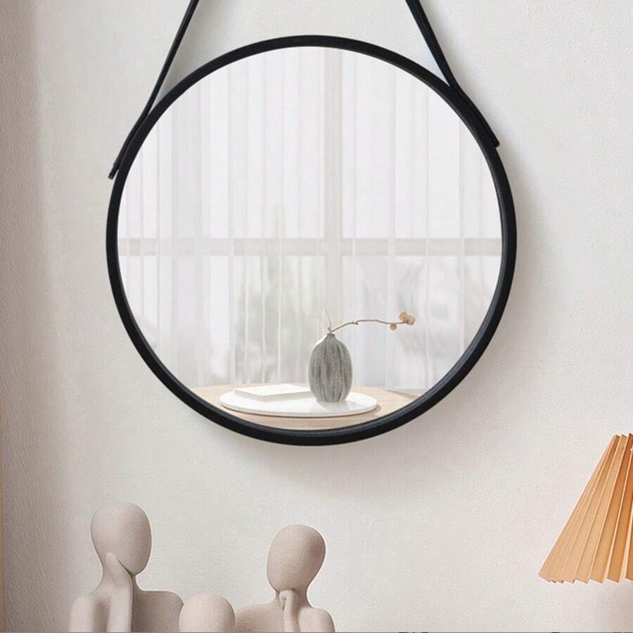 1pc Wooden Framed Wall Mount Mirror For Dorm, Vanity, Bathroom, Makeup