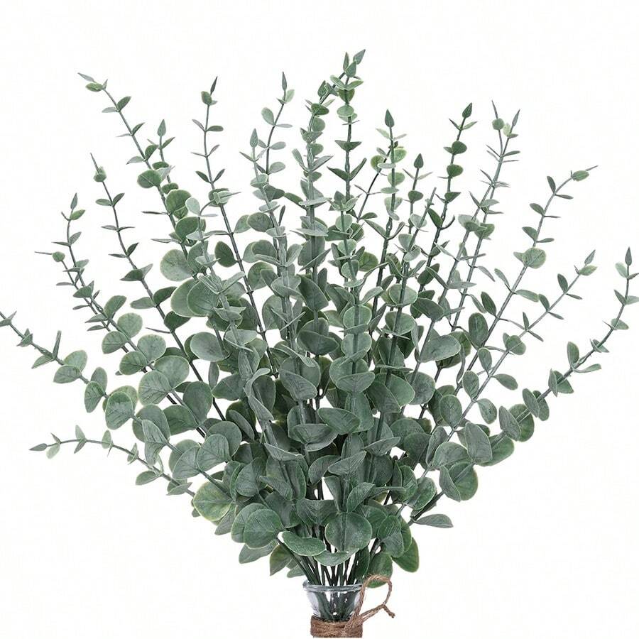 1/5/10/30/70PCS Artificial Plastic Plants Eucalyptus Leaves Birthday Party Decoration Wedding Flower Basket Bride Holding Flowers Home Decoration Dining Room Bedroom Windowsill Vase Decoration New Year Decoration Outdoor Garden Start Of School Season/Mother's Day Gifts