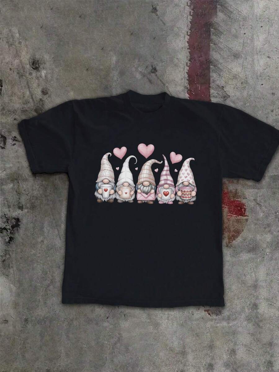Whimsical Gnome Characters Illustration Pure Cotton Women's T-Shirt Comfort Fit