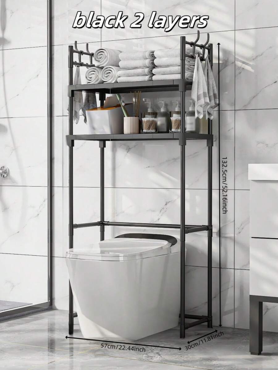 1pc 2-3 Tier Floor-Standing Toilet Organizer Rack, Bathroom Toilet Storage Shelf, Utility Washing Machine Storage Rack