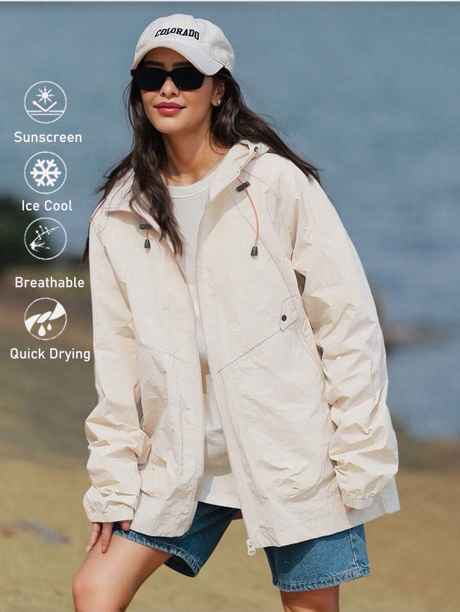 Women Sunscreen Jacket, Summer Thin Breathable Loose Couple Sun Protection Clothing