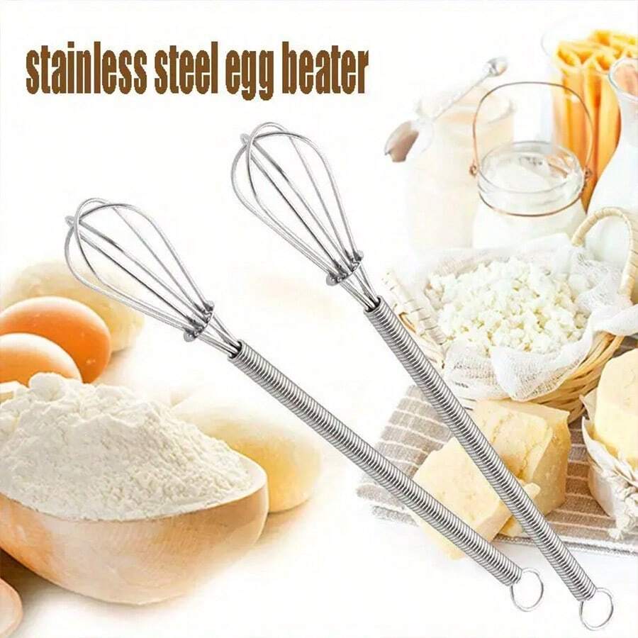 2 Stücke Handrührbesen aus Edelstahl, leicht und einfach zu bedienen, Multifunktional zum Schlagen von Sahne, Rühren von Teig, mühelos für Kuchen, Kekse, Brot, für Zuhause, Gastronomie, Camping, Backzubehör