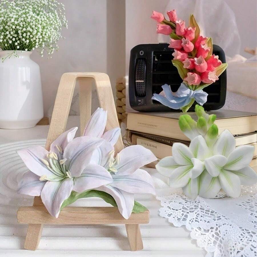 1 pieza Molde de silicona con forma de flor de lirio freesia 3D, moldes hermosos de lirios del valle para decoración DIY con resina y arcilla polimérica, jabón, velas aromáticas, cera de aromaterapia, yeso, gotas, joyería