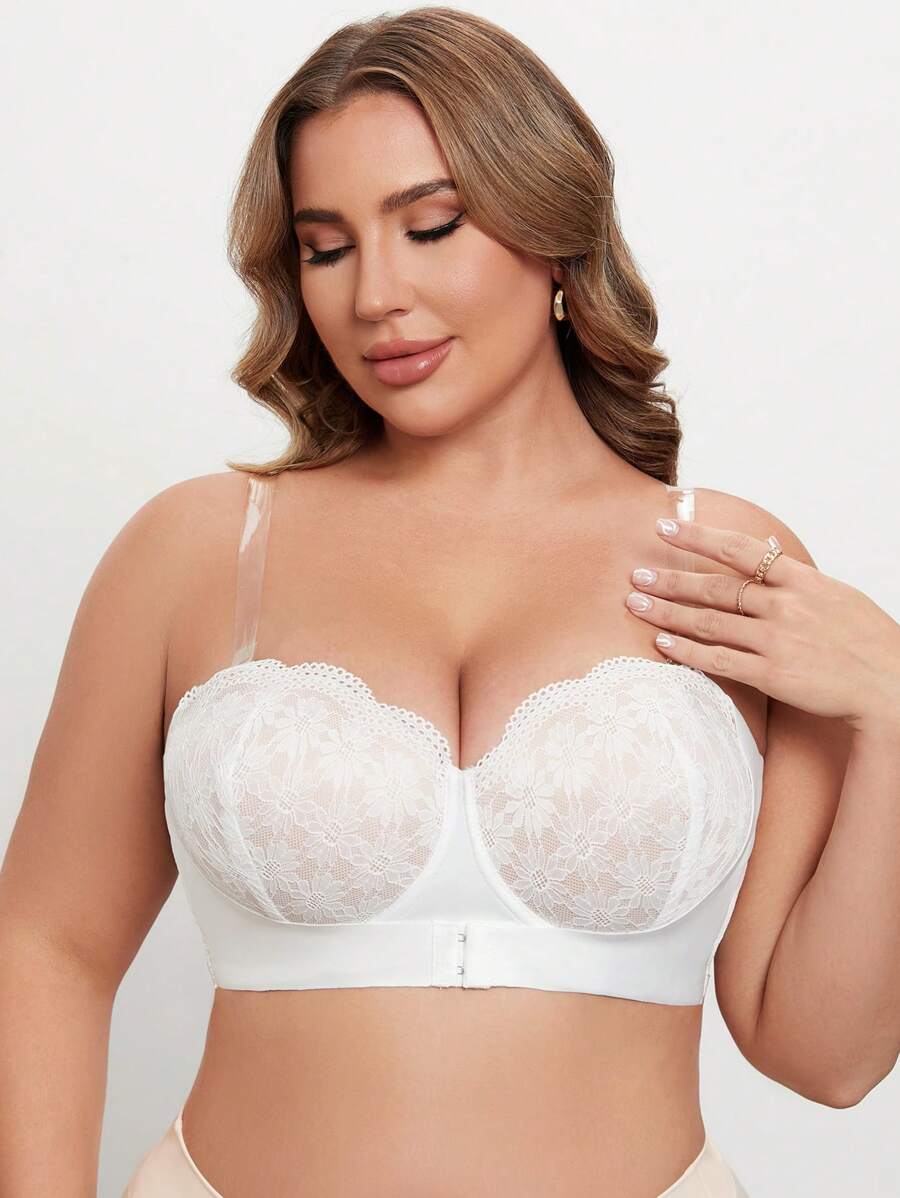 Soutien-gorge de lingerie à armatures en dentelle avec fermeture devant, grande taille pour femmes