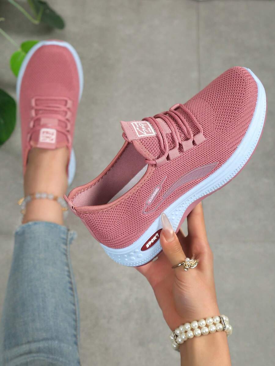 New Spring/Autumn Women's Soft Sole Outdoor Sport Shoes, Non-Slip Mesh Breathable Running Shoes, Thick Sole Casual Sneakers