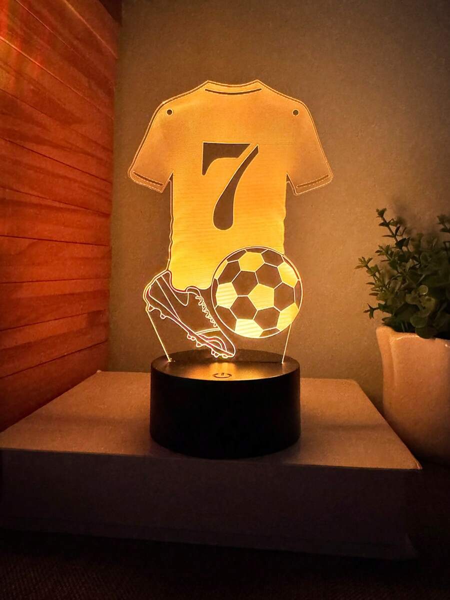 1 pièce Lampe de nuit en forme de maillot de football 3D, lampe décorative créative avec changement de couleur à 7 couleurs activé par le toucher pour les fans de sports, cadeau pour les fêtes