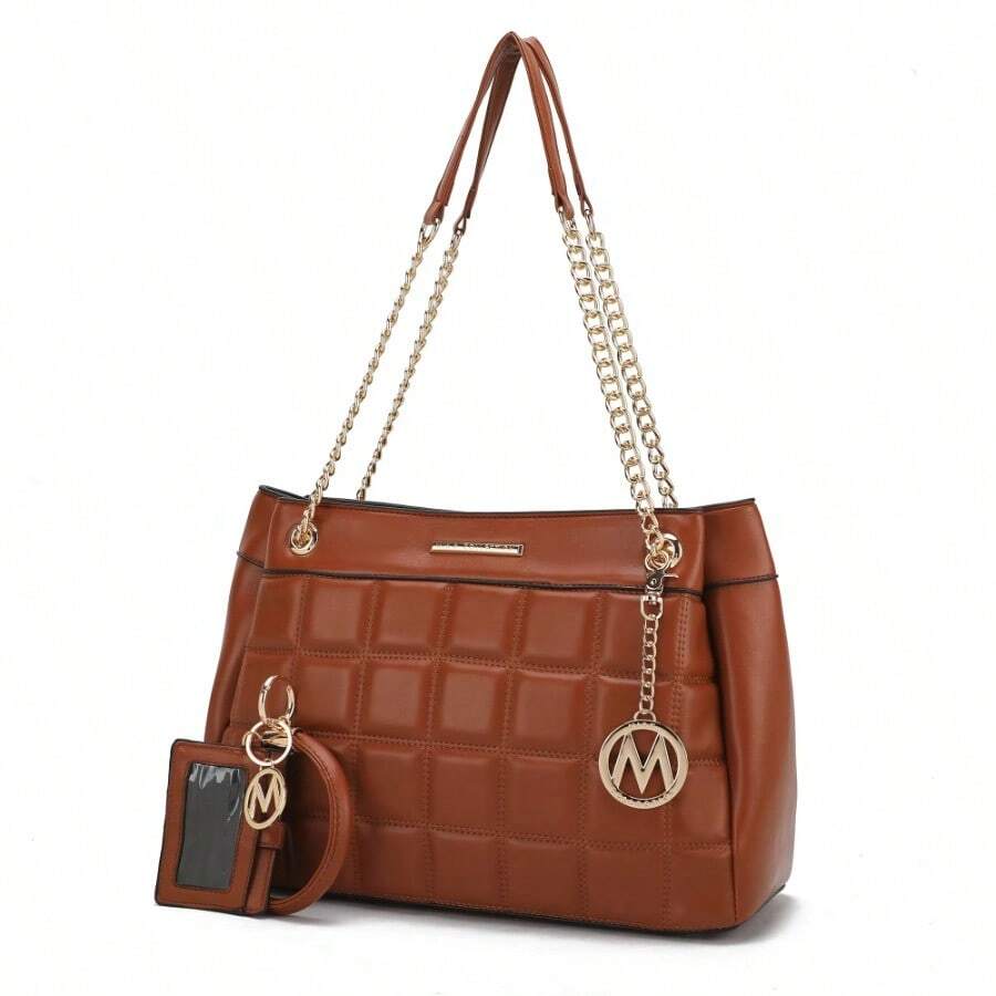 MKF Collection Mabel Quilted Vegan Leather Women Shoulder Bag With Bracelet Keychain With A Credit Card Holder By Mia K