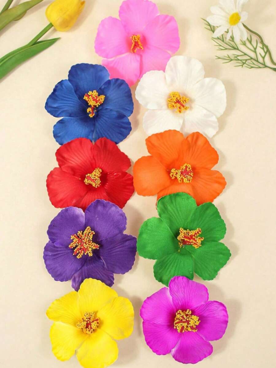 1PC Hibiscus Flowers Hawaii Party Summer Party DIY Decorations Artificial Flowers Hula Girls Favor Hair Decoration Flower Hair Clips Claw Clips Hair Claws Hair Slide Hair Barrettes