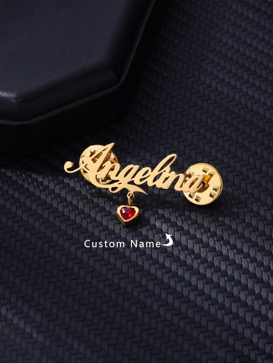 Aangepaste naam geboortesteen broche voor vrouwen Gepersonaliseerde roestvrijstalen pin broches Aangepaste maand steen sieraden Dagelijkse draagaccessoires Geschikte unisex verjaardagscadeaus