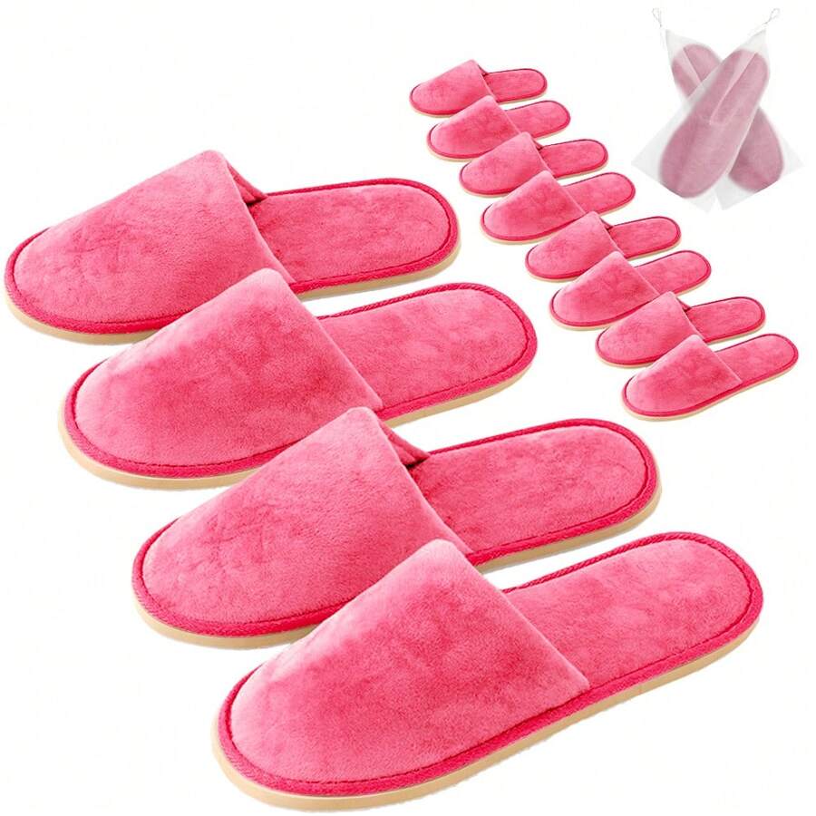 6 Pairs Disposable Slippers | Guest Slippers | Washable & Reusable | Non Slip Closed Toe Crystal Velvet Slipper For Guest | Warm Soft Breathable | Suit For Bathroom,House, Hotel, Party, SPA, Wedding | Gift For Friends And Family