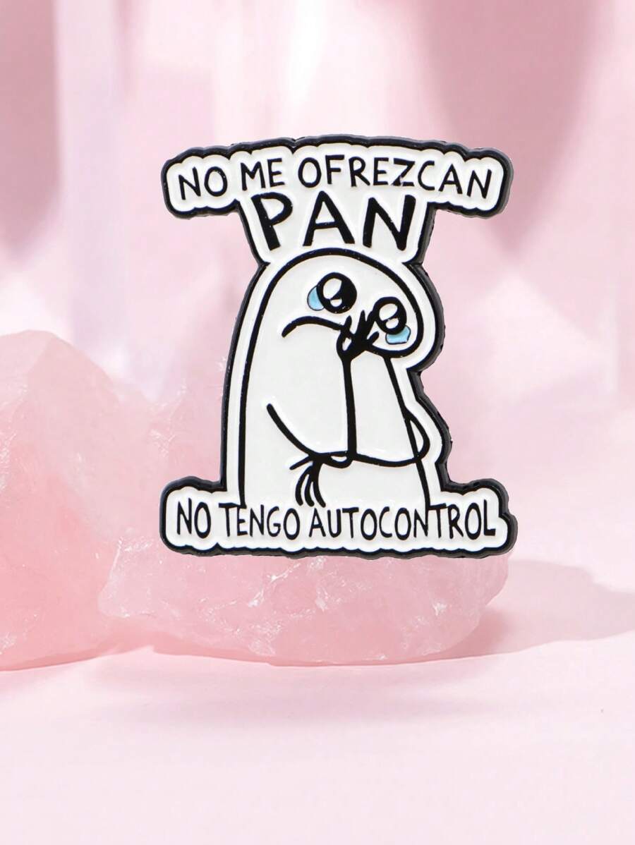 1 pieza Broche de solapa con cita graciosa en español, diseño de personaje triste, accesorio de moda, joyería, regalo para amigos