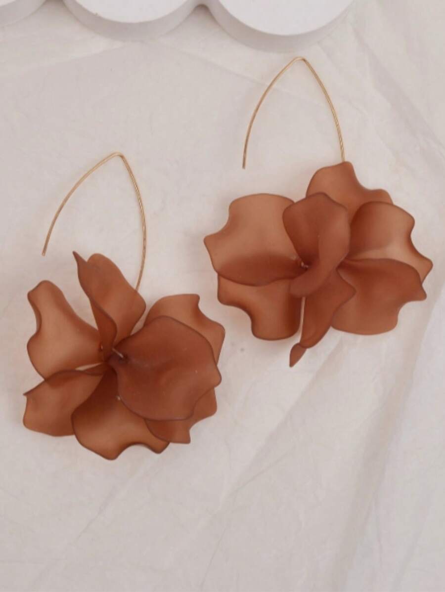 1 par de brincos de acrílico floral fresco e delicado estilo coreano, clima de verão