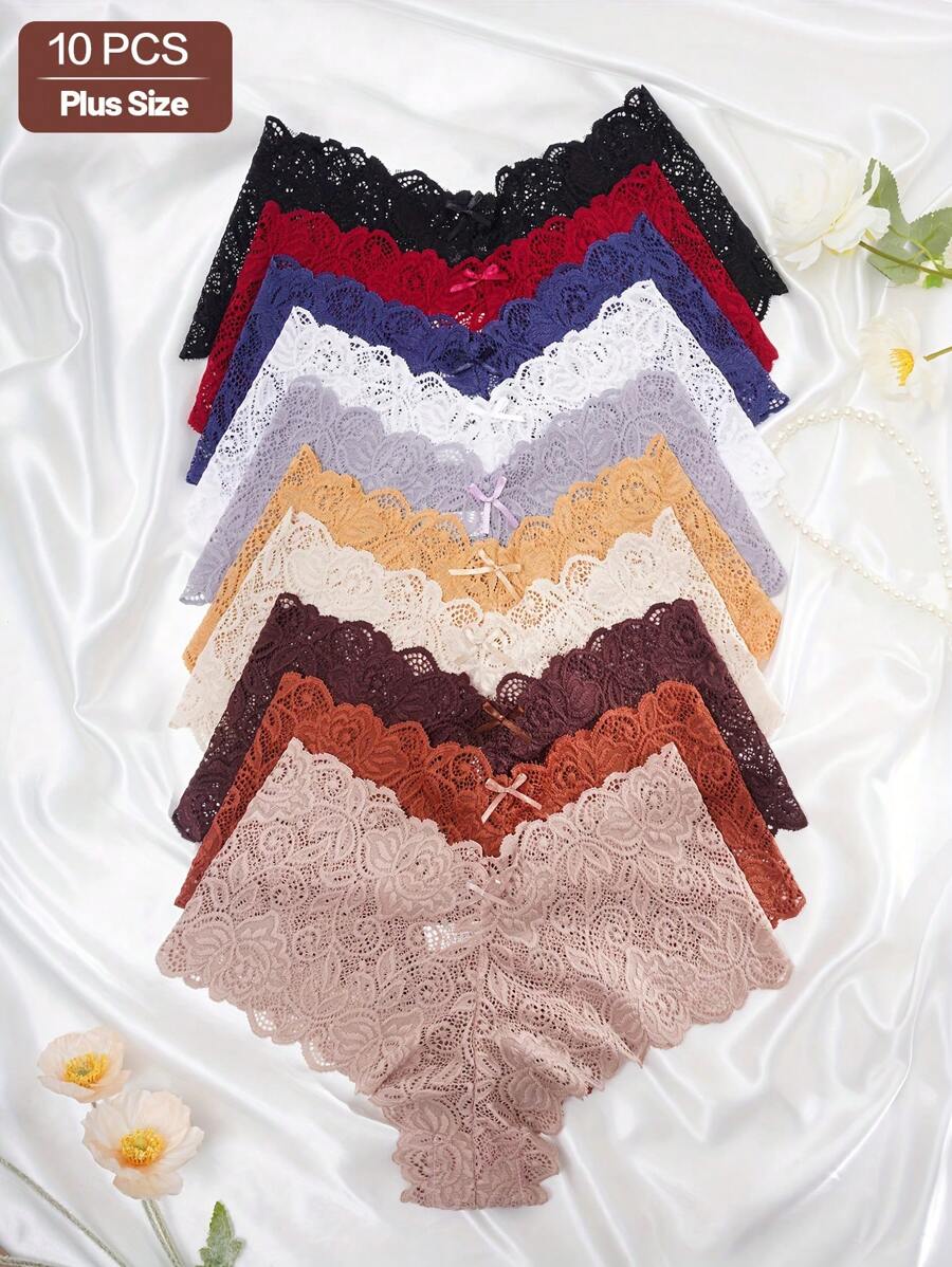 10 pièces/pack Culottes en dentelle sexy grande taille pour femmes