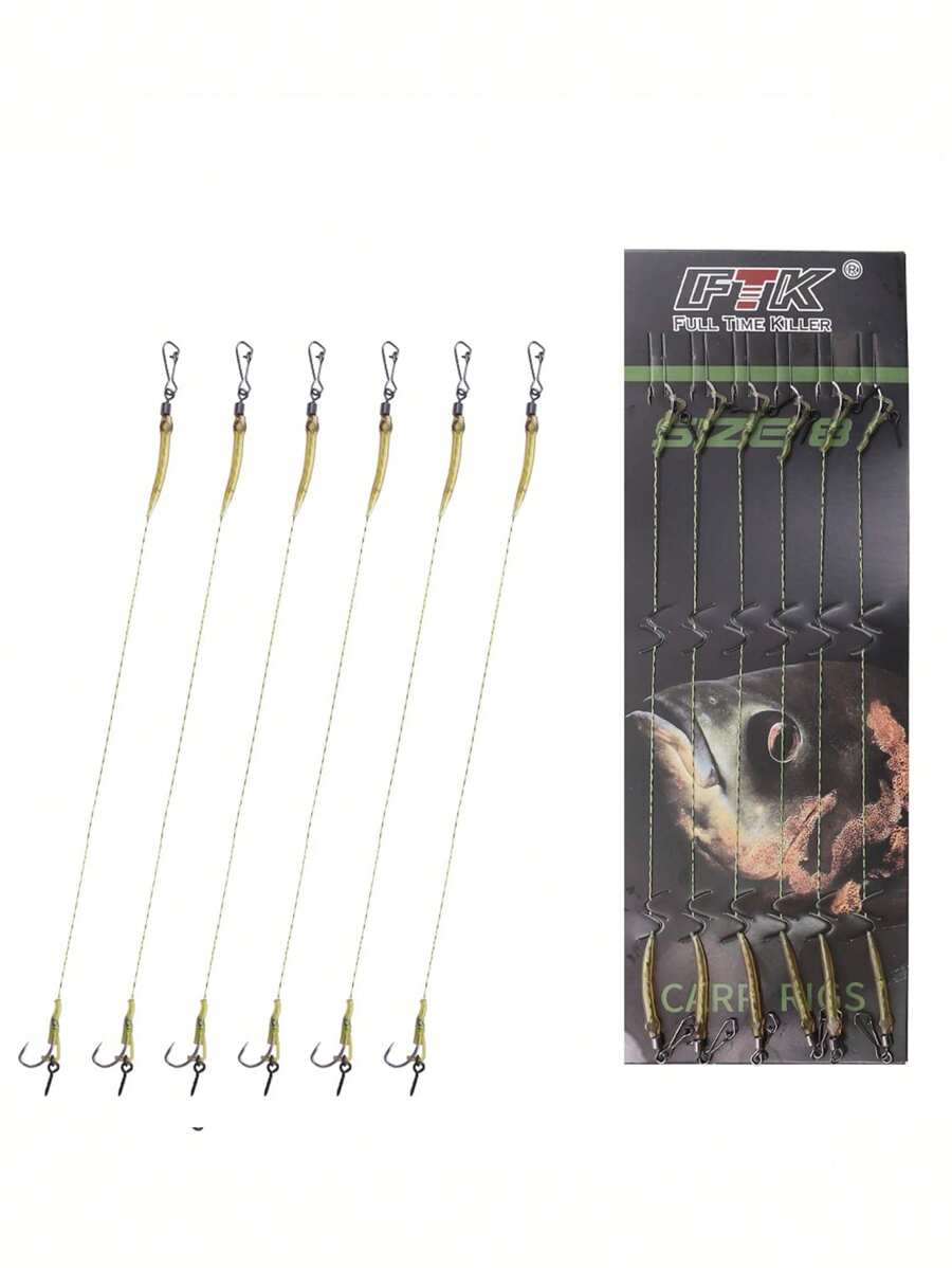 6pcs Carp Fishing Ready Made Hook Link Tied Rigs Terminal Tackle TS114 Fishing Accessories,