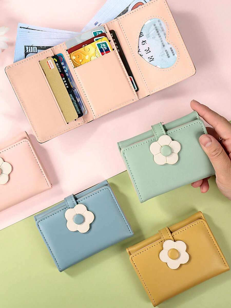 Cartoon Fresh Tri-Fold Wallet, Simple Short Sweet Purse, Cute Little Daisy, Student Wallet, Suitable For Holiday Gift