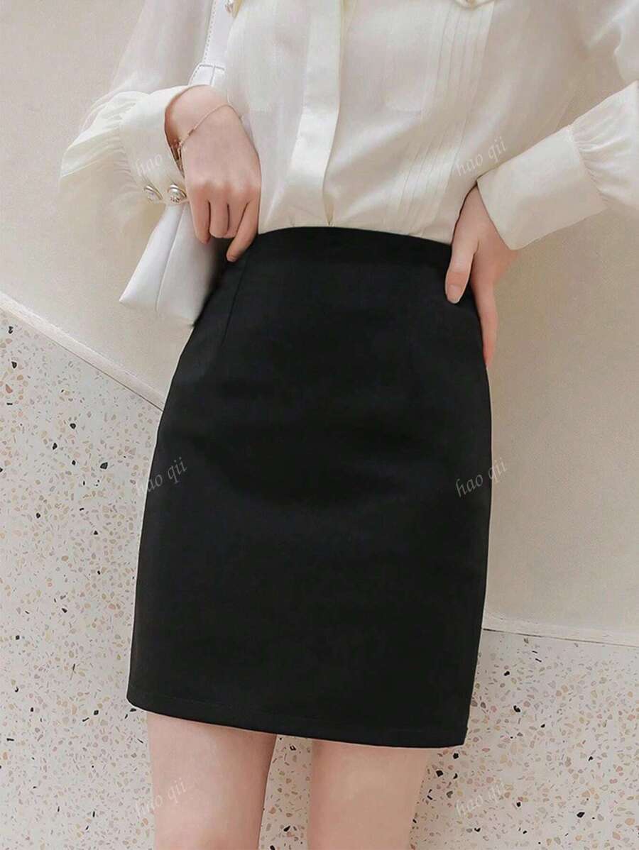 Falda profesional, falda lápiz de mujer, falda ajustado, falda, falda formal, falda de oficina, falda negra de trabajo, falda de traje