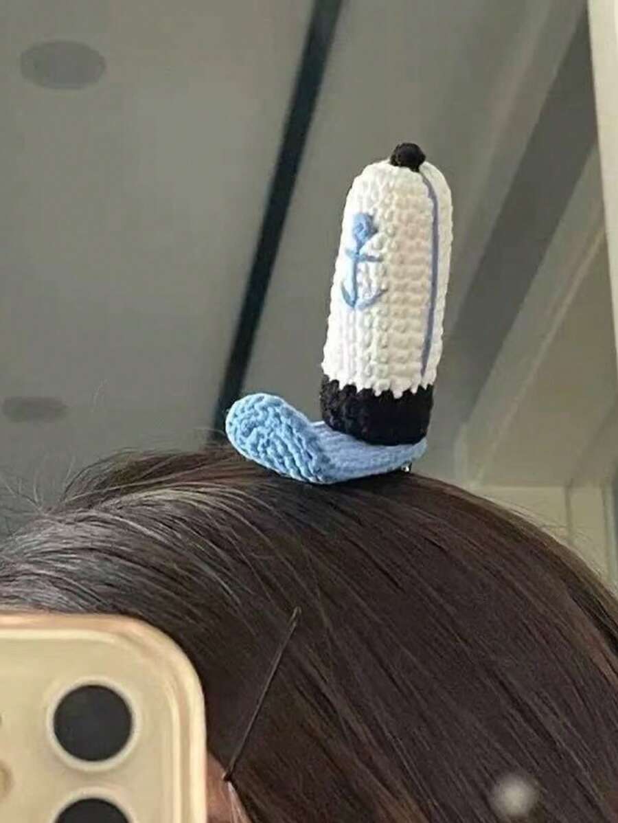 1 pieza Accesorio de pinza para el cabello de esponja, Gorro del trabajador de Krusty Krab, Decoración de cabello de disfraz de punto, regalo de joyería de decoración de cabello de dibujos animados