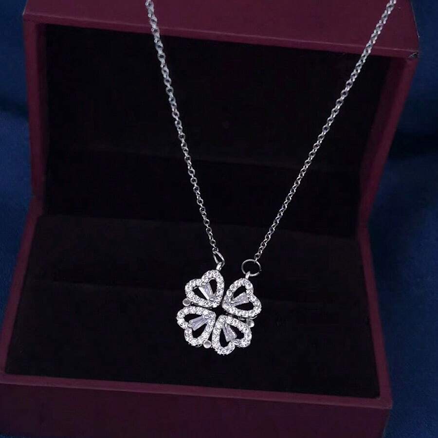 1 Peça Colar de Trevo com 2 Maneiras de Usar, Colar Gargantilha Elegante e Fashion para Mulheres, Joia Versátil e Elegante como Presente para Amante ou Mãe