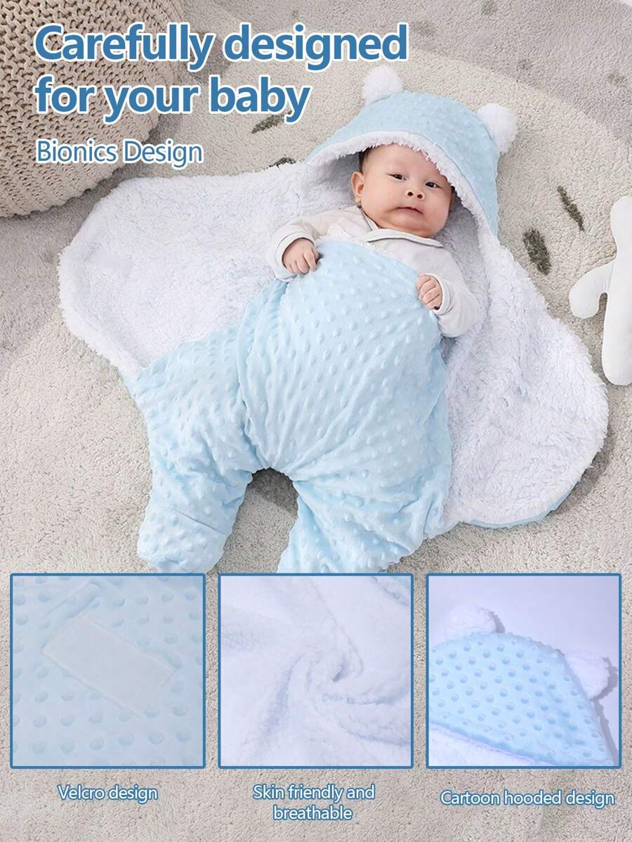 1 pièce - Couverture d'emmaillotage pour bébé - Doux sommeil anti-peur avec ailes de papillon et petit sac de couchage pour les pieds, couverture d'emmaillotage pour nouveau-né toutes saisons - Pour la sédation du bébé et un meilleur sommeil (0-6 mois)